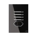 Conjunto Interruptor Quadruplo Simples + Tomada 20a 4x2 - Novara Glass Preto Cromado